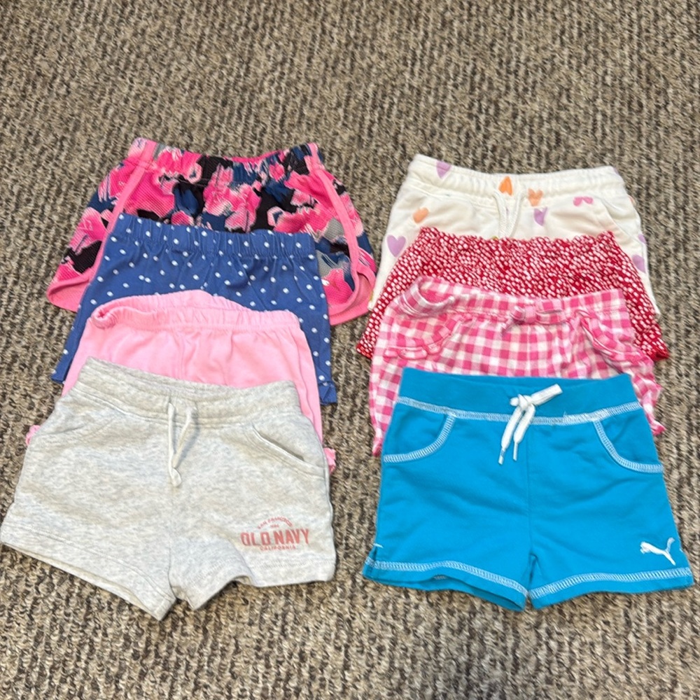 Toddler girls 8 casual shorts bundle 18 months various brands